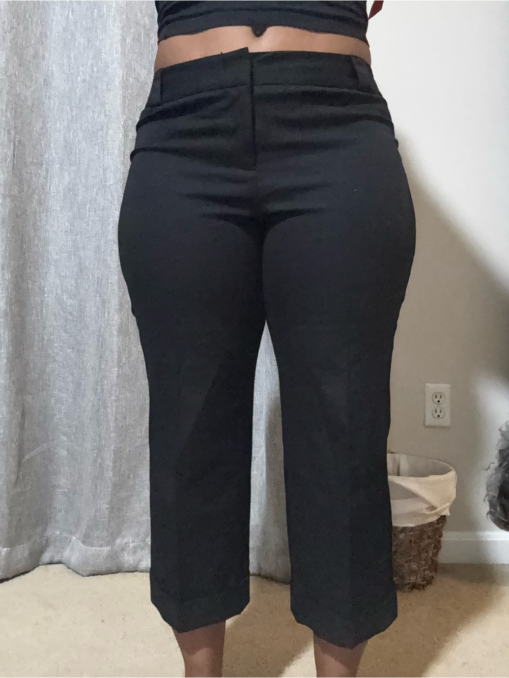 LOFT Black Cropped Straight-Leg Dress Pants